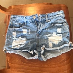 distressed jean shorts